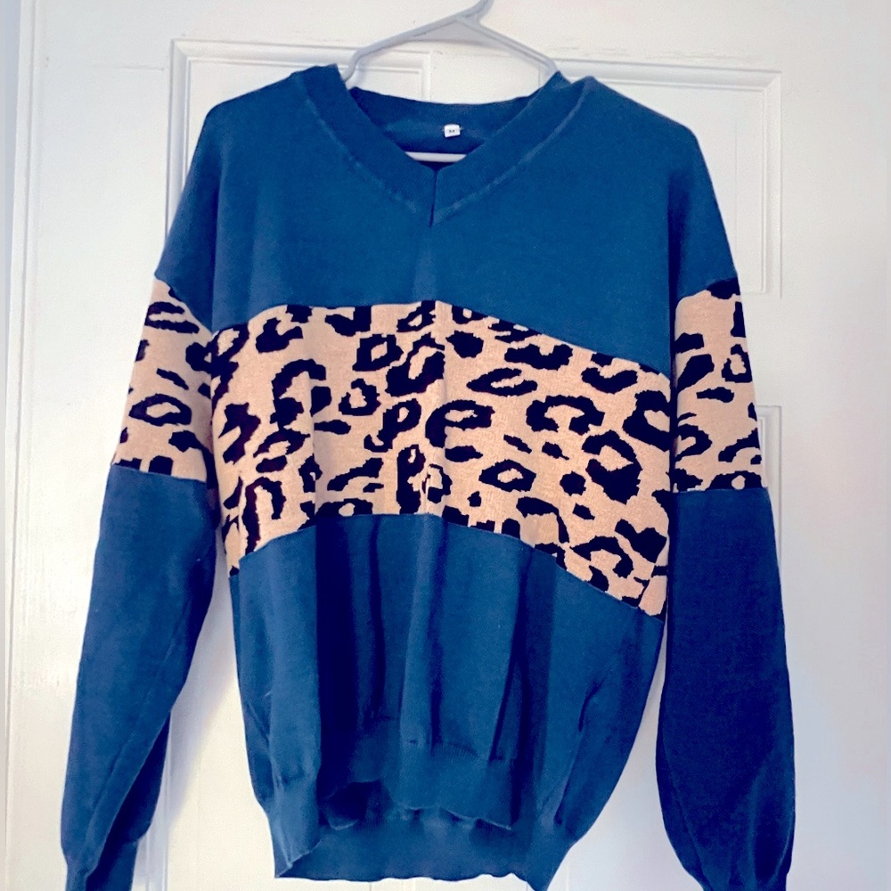 Blue Cheetah print sweater
